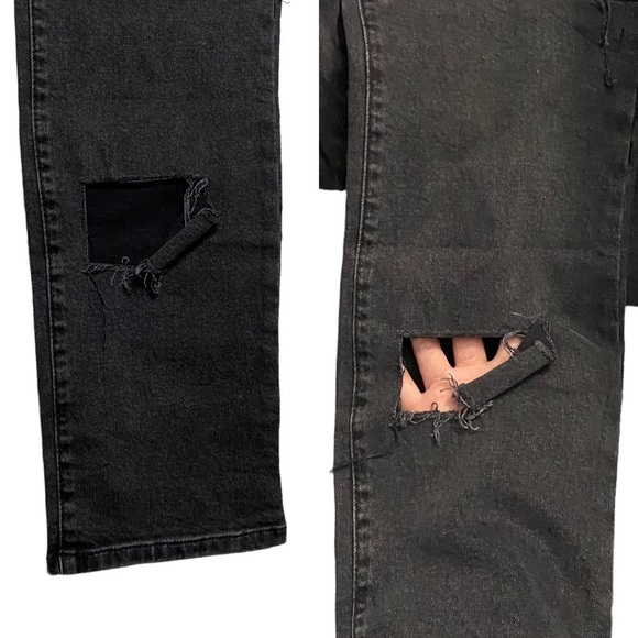 The Ragged Priests High Rise Slim Straight Leg Black Jeans Distressed Ripped 30 - Picture 7 of 15
